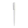 Minimalist white twist-action ballpoint pen with silver ring for office or promotion. - 1.0mm Bullet Tip / White Handle