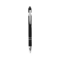 Business metal retractable ballpoint pen with stylus tip in black and silver finish - 1.0mm / Black