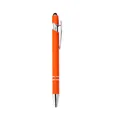 Modern vibrant orange 2-in-1 stylus ballpoint pen with sleek silver metal accents - 1.0mm / Orange