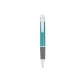 Professional retractable teal ballpoint pen with grey textured grip and white clip - Standard Retractable / Green
