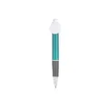 Professional teal retractable ballpoint pen with 0.7mm bullet tip and grey rubber grip - Retractable with QR Area / Green