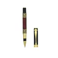 Luxury Chinese style metal rollerball pen with elegant dark wood grain and gold lattice - Rollerball Pen (Fu Character) / 0.5mm Pen Point / Natural Wood Color
