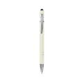Elegant cream metal retractable ballpoint pen with professional touch screen stylus tip - 1.0mm / Morandi Beige