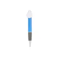 Blue retractable plastic ballpoint pen with 0.7mm tip and grey comfort grip zone - Retractable with QR Area / Sky Blue