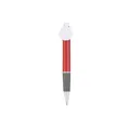 Red and white 0.7mm retractable plastic ballpoint pen with grey textured comfort grip - Retractable with QR Area / Red