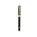 Elegant black textured business metal rollerball pen with luxury golden trim and clip - 0.5mm / Black
