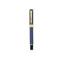 Premium navy blue textured rollerball pen with ornate gold dragon clip for business - 0.5mm / Blue