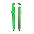 Bright green multi-functional stylus pen featuring an integrated phone holder clip - Stand Pen (2455) / Green