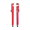 Red multifunctional business stylus pen with integrated mobile phone holder clip - Stand Pen (2455) / Red
