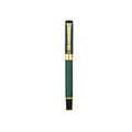 Elegant dark green metal rollerball pen with ornate gold-tone clip and red accents - 0.5mm / Green