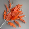Detailopname van oranje kunstmatige robinia bladeren met vijf takken en witte bessen - Oranje
