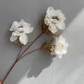 Detail view of 3-headed artificial peony flower for Nordic wedding venue decoration - White