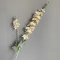 Primer plano de los detalles de la flor de delphinium artificial flocada crema de 2 ramas - Juego de 10 Piezas / Champán