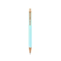 Glittery light blue metal retractable ballpoint pen with elegant rose gold accents - 1.0mm Black Ink / Painted Blue