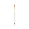 Minimalist white retractable gel pen with elegant rose gold metal clip design - 0.5 Black Ink / White