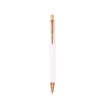 Elegant white glitter retractable ballpoint pen featuring rose gold metal accents and clip. - 1.0mm Black Ink / Painted Pink