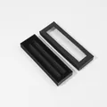Elegant black textured double pen gift box featuring a transparent display window - Double Slot (175x60x22mm) / Black with Window