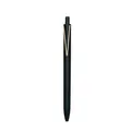 Sleek matte black retractable gel pen with unique gold V-shaped metal clip for business - Black Barrel Black Ink
