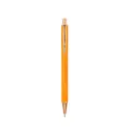 Vibrant orange glitter metal retractable ballpoint pen featuring rose gold accents - 1.0mm Black Ink / Painted Orange