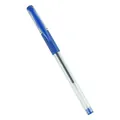 Standard blue gel pen with transparent barrel and non-slip rubber grip for office - 0.5mm / Blue