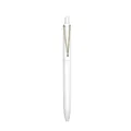 Sleek white retractable gel pen featuring a unique gold V-shaped clip for business - White Barrel Black Ink