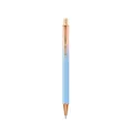 Elegant metal retractable ballpoint pen featuring pink blue glitter gradient and gold trim - 1.0mm Black Ink / Blue-Pink Gradient