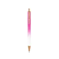 Retractable metal ballpoint pen with pink and white glitter gradient finish - 1.0mm Black Ink / Rose Red White Gradient