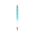 Elegant rose gold retractable ballpoint pen with blue gradient glitter barrel finish - 1.0mm Black Ink / Blue White Gradient