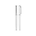 Minimalist white metal rollerball pens with silver clips for business office use - Silver Clip Style (2208) / 0.5mm / White