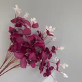Detailed macro shot of deep purple silk eucalyptus spray with 16 branches and white tips - 16 Branches Eucalyptus (YD202230) / Non-woven Purple