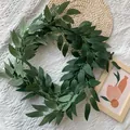 Lush artificial willow leaf vine garland for wedding and home indoor wall decoration - Green