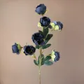 Künstlicher 7-köpfiger dunkelblauer Pfingstrosenzweig für elegante Hochzeitsdekoration - Saphirblau