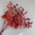Lifelike red artificial eucalyptus branches with 16 forks for elegant home and landscape decor - 16 Branches Eucalyptus (YD202230) / Silk Screen Large Red