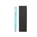 Elegant cyan metal business pen with premium black textured gift box set - Gift Box Set (1902-Silver Clip) / Light Blue