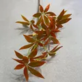 Realistic artificial orange Pieris japonica leaf branch for home and wedding decor. - Autumn Red