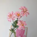 Close-up view of delicate pink artificial dahlia flowers for French Monet style wedding decor - 4-Head Oil Painting Dahlia