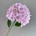 Detailed view of a realistic purple artificial hydrangea stem for wedding and home decor - Purple