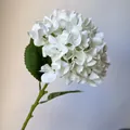 Single stem of white hydrangea artificial flower for elegant wedding and hotel ceiling decor - White
