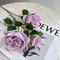 Detailed texture of purple Austin rose petals on a decorative artificial flower stem - Light Purple