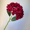 Premium close-up detail of a deep red artificial hydrangea stem for wedding decor. - Red