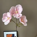 Beautiful single branch of pink 3-headed artificial magnolia silk flower for home decor - Pink