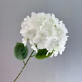 Single branch white artificial hydrangea flower with 20cm large head for wedding decor - White