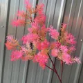 Detailed macro view of vibrant pink artificial Penglai pine with dense 3-fork foliage texture - Hot Pink