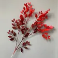 Detailed view of realistic artificial red banyan leaves for wedding decor - Red Double Patchwork