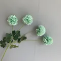 Detailed view of 4-head mint green artificial chrysanthemum for wedding floral decor. - 10 Piece Set / Teal Blue