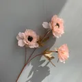 Detailed view of artificial three-headed peony flower with realistic petals for home decor - Flesh Pink