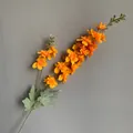 Tallo de espuela de caballero naranja artificial realista con dos espigas decor. - Juego de 10 Piezas / Naranja
