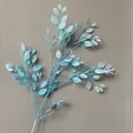 Detailed spray-painted light blue artificial ficus leaves for wedding decor - Light Blue