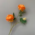 Realistische künstliche orangefarbene Persische Ranunkel mit 3 Köpfen für Heimdeko - Orange
