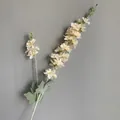 Detailansicht eines champagnerfarbenen Kunstblumenstiels für Hochzeiten und Bühnenbilder - 2-Gabel Rittersporn / 85cm / Champagner